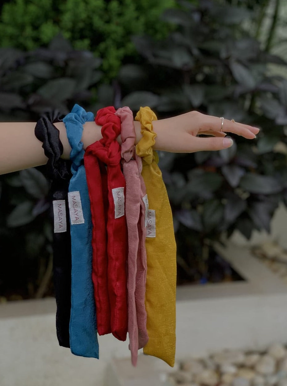 Coloured Scarf Scrunchies